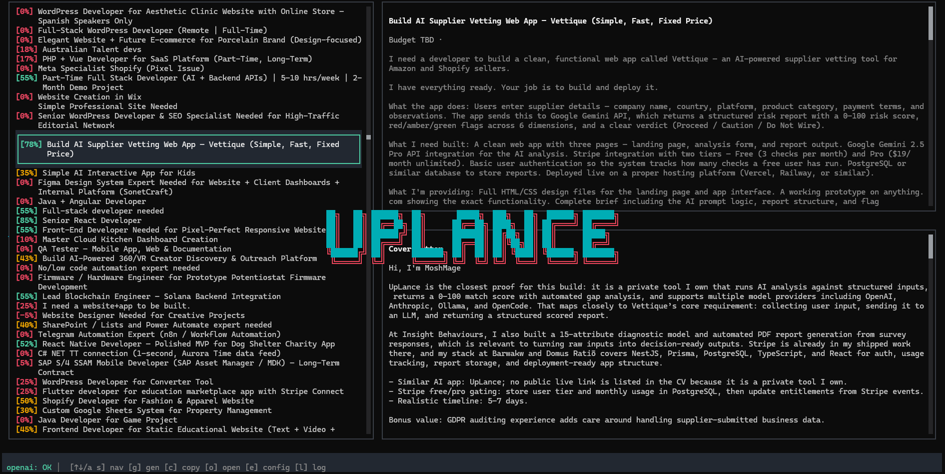 UpLance Job Scoring Interface